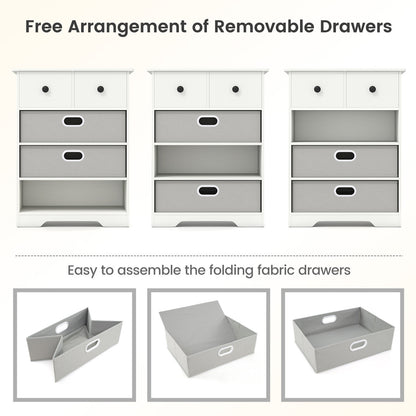 4-Drawer Dresser Modern Chest Storage Organizer Multifunctional Freestanding Nightstand-White