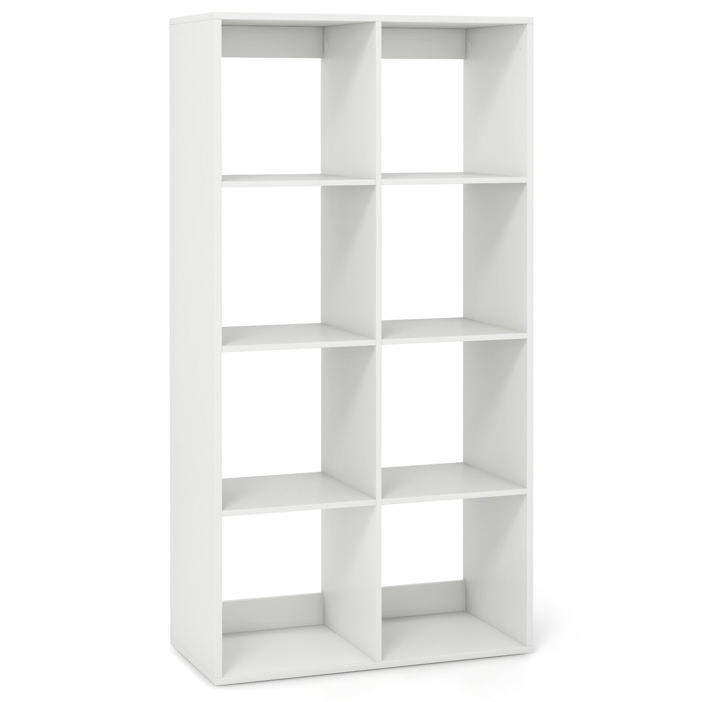 8-Cube Bookshelf Modern Cubby Bookcase with Back Guardrail and Anti-tipping Kits-White