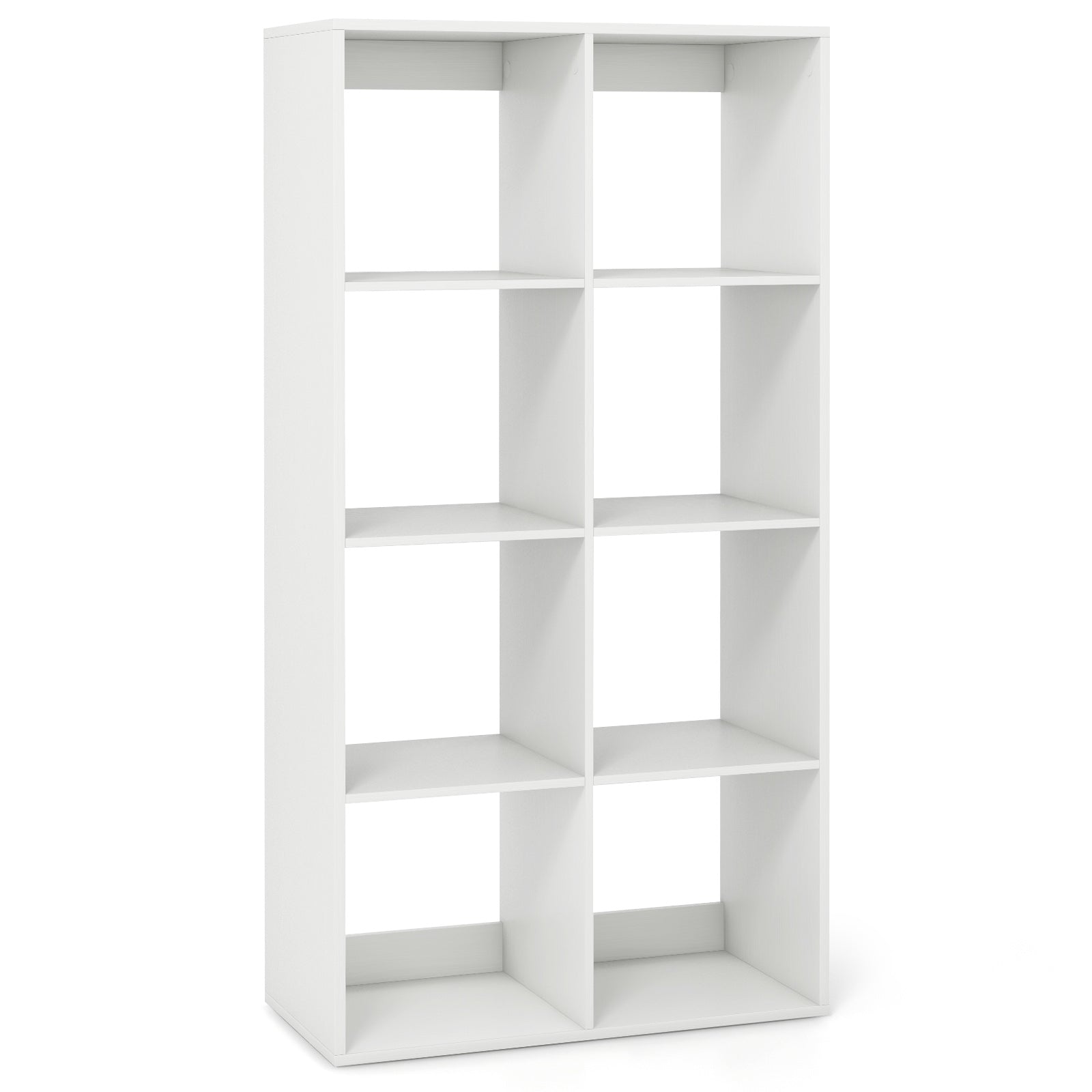 8-Cube Bookshelf Modern Cubby Bookcase with Back Guardrail and Anti-tipping Kits-White
