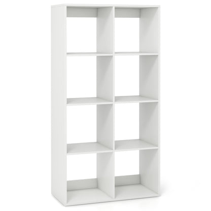 8-Cube Bookshelf Modern Cubby Bookcase with Back Guardrail and Anti-tipping Kits-White