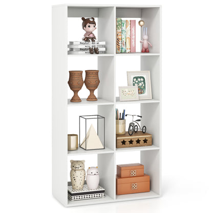 8-Cube Bookshelf Modern Cubby Bookcase with Back Guardrail and Anti-tipping Kits-White