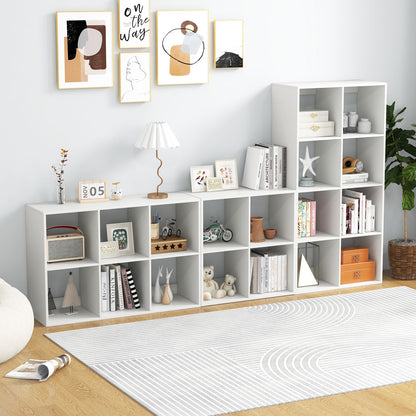 8-Cube Bookshelf Modern Cubby Bookcase with Back Guardrail and Anti-tipping Kits-White