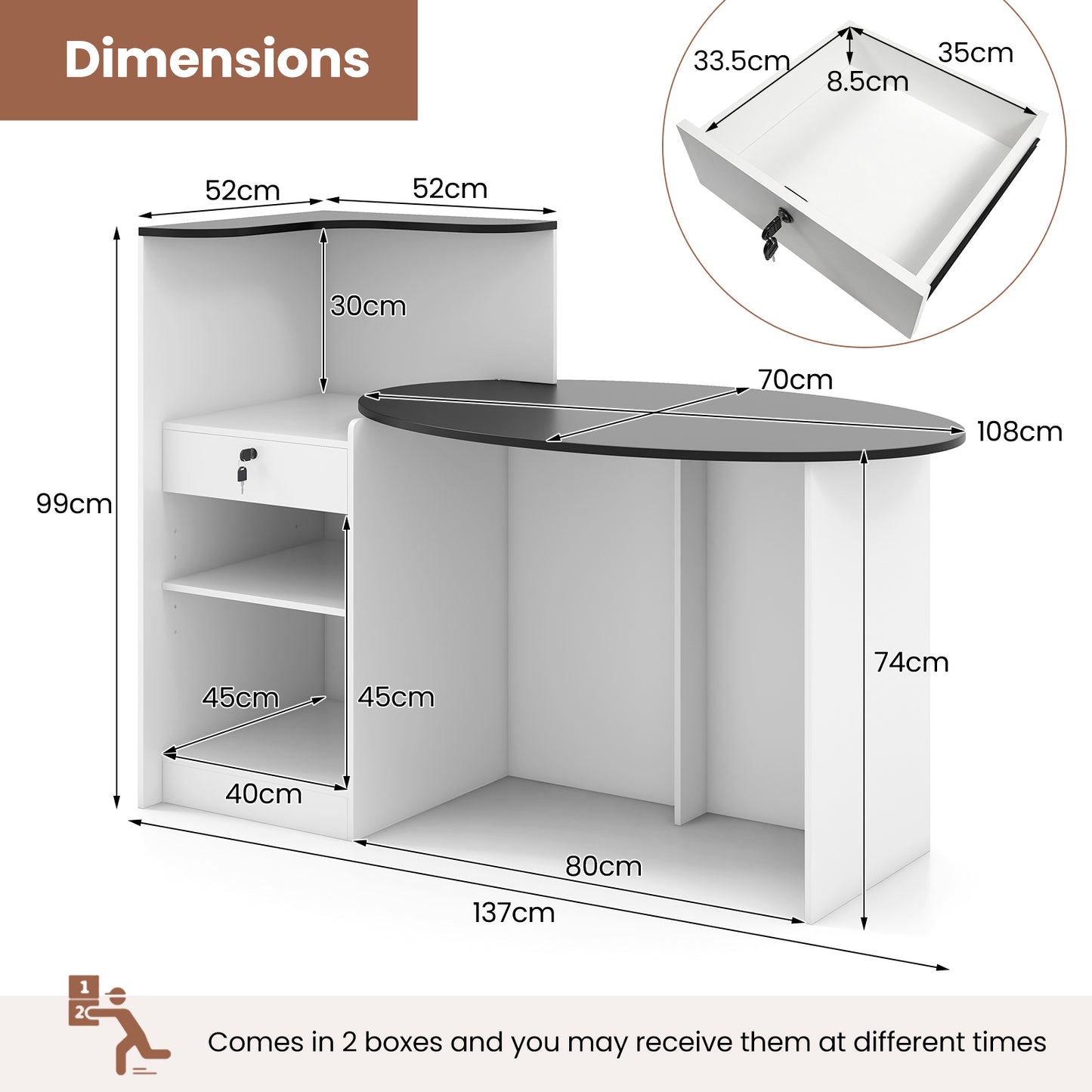 Modern Reception Desk Front Counter Desk Retail Register Stand -Black