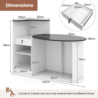 Modern Reception Desk Front Counter Desk Retail Register Stand -Black