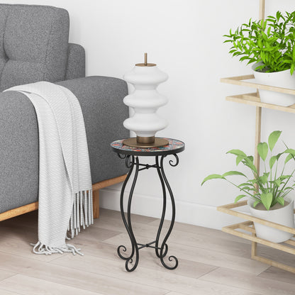 Outdoor Plant Stand with Ceramic Tile Top and Appealing Patterns