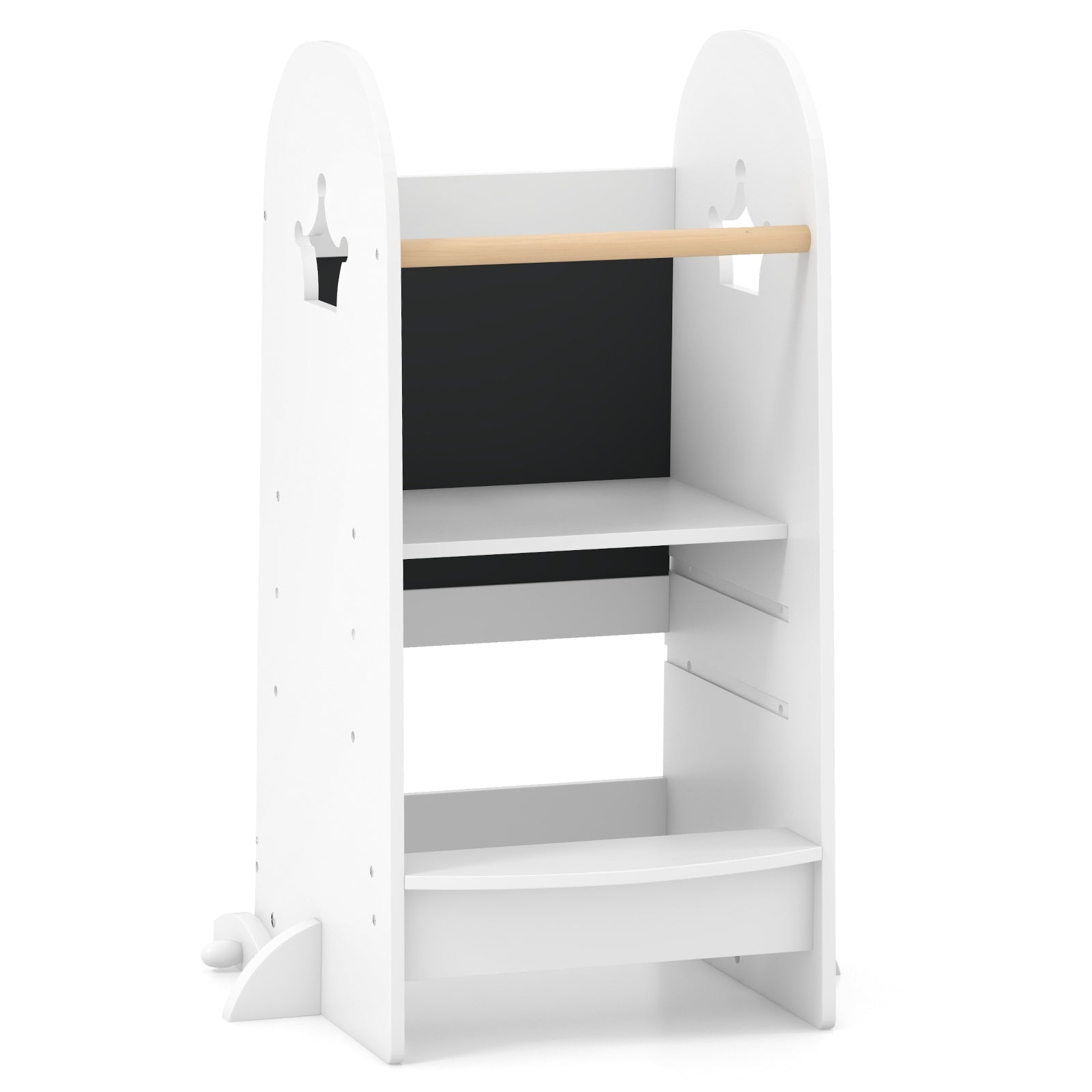 Multipurpose Wooden Kids Kitchen Tower with 3-Level Adjustable Platform-White