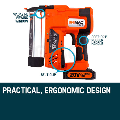 Cordless 20V Lithium Finish Nailer, 16ga 0.015-0.05m Nails, with LED & Case