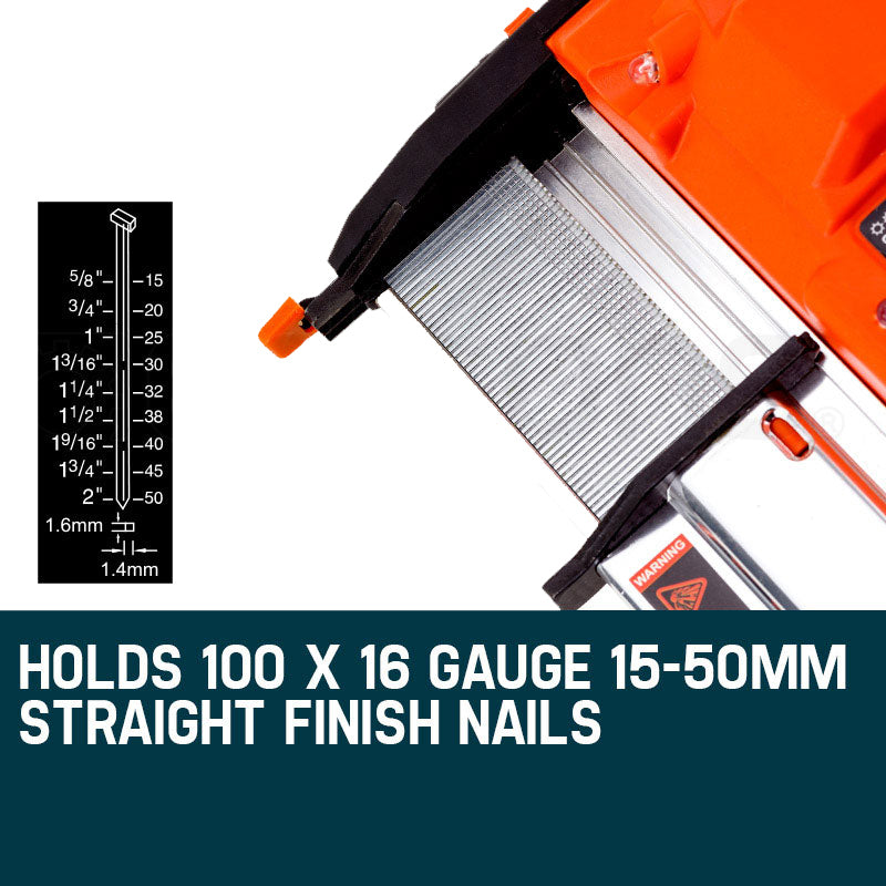 Cordless 20V Lithium Finish Nailer, 16ga 0.015-0.05m Nails, with LED & Case