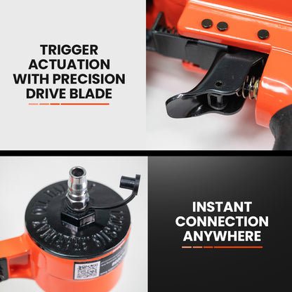 Heavy-Duty Pneumatic Concrete Nailer, 18-64mm, Quick-Load, Ergonomic Design