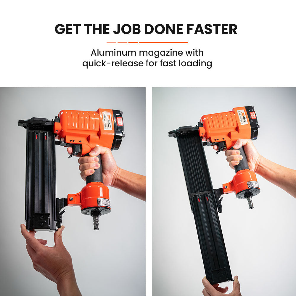 Heavy-Duty Pneumatic Concrete Nailer, 18-64mm, Quick-Load, Ergonomic Design