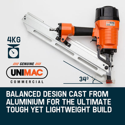 Heavy-Duty 0.05-0.09m Angled Framing Nail Gun with 120PSI Pneumatic Power