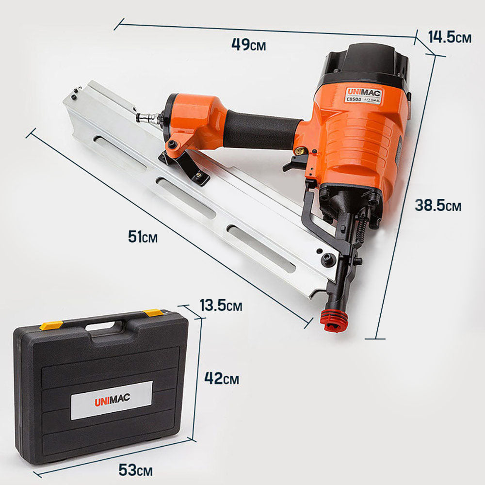 Heavy-Duty 0.05-0.09m Angled Framing Nail Gun with 120PSI Pneumatic Power