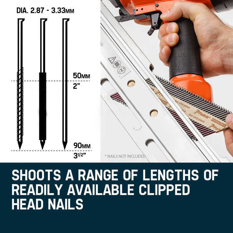 Heavy-Duty 0.05-0.09m Angled Framing Nail Gun with 120PSI Pneumatic Power