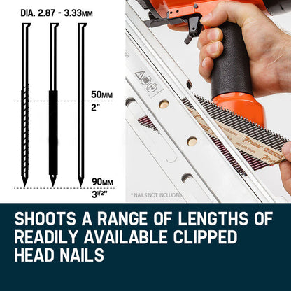 Heavy-Duty 0.05-0.09m Angled Framing Nail Gun with 120PSI Pneumatic Power