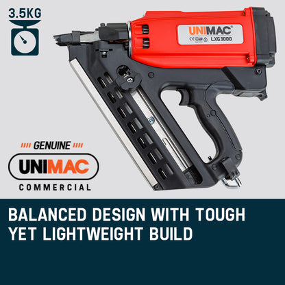 34° Cordless Gas Framing Nailer with 0.05-0.09m Nails & Dual Li-Ion Batteries
