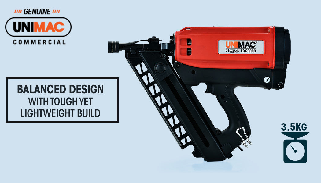 Gas Framing Nailer, 0.05-0.09m Nails, Brushless Motor, 2 Li-Ion Batteries Included