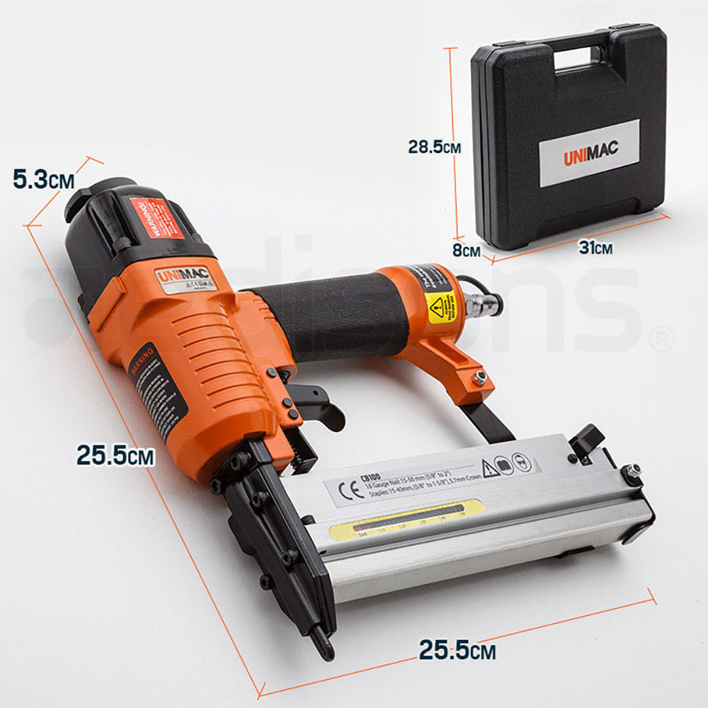 2-in-1 Pneumatic Stapler/Brad Nailer, Lightweight 1.46kg, 15-50mm Nails
