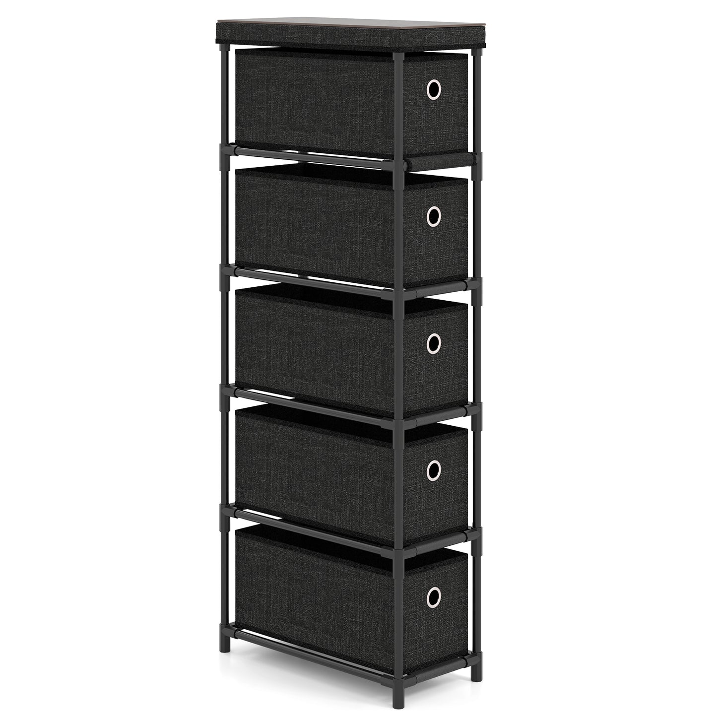 Narrow Dresser with 5 Drawers and Easy Pull Handles for Living Room-Black
