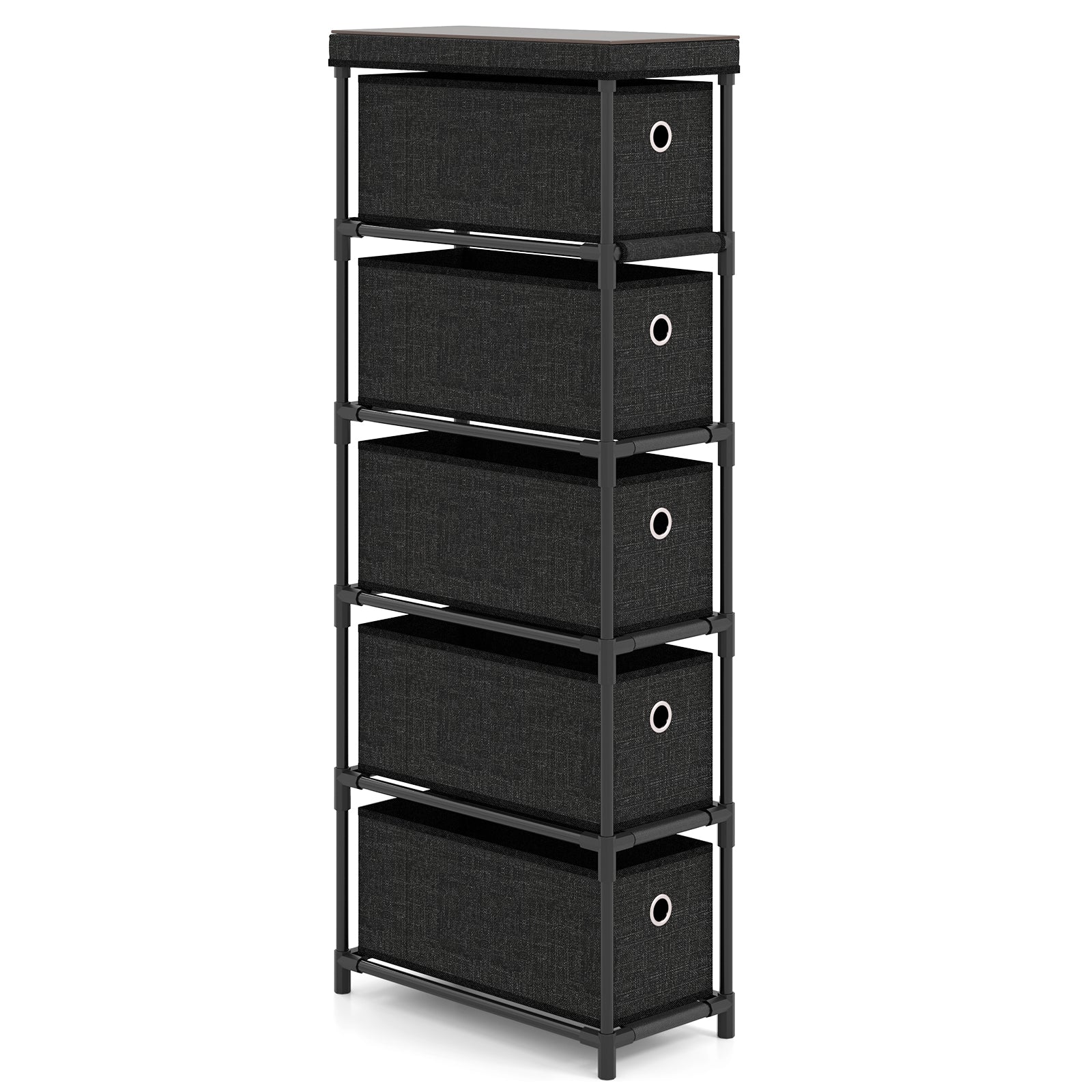 Narrow Dresser with 5 Drawers and Easy Pull Handles for Living Room-Black