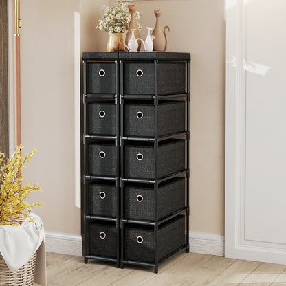 Narrow Dresser with 5 Drawers and Easy Pull Handles for Living Room-Black