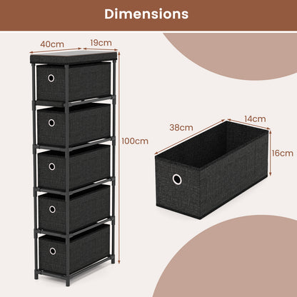 Narrow Dresser with 5 Drawers and Easy Pull Handles for Living Room-Black