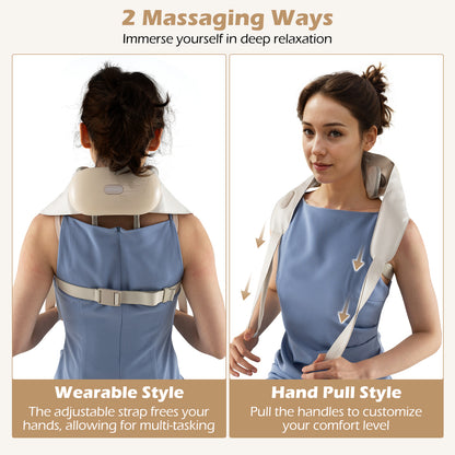 Neck Shoulder Massager 4D Deep Tissue Kneading Shiatsu Massage Machine-Beige