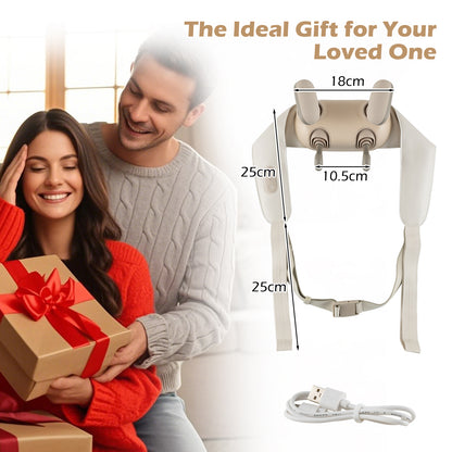 Neck Shoulder Massager 4D Deep Tissue Kneading Shiatsu Massage Machine-Beige