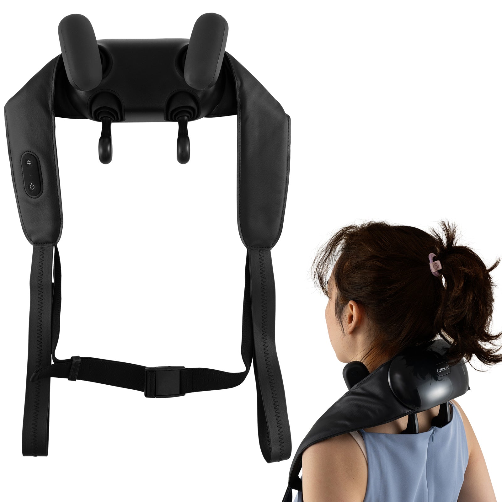 Neck Shoulder Massager 4D Deep Tissue Kneading Shiatsu Massage Machine-Black