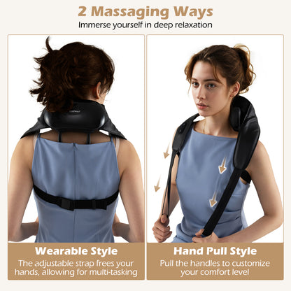 Neck Shoulder Massager 4D Deep Tissue Kneading Shiatsu Massage Machine-Black