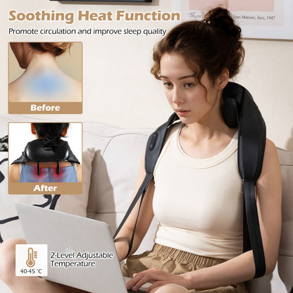 Neck Shoulder Massager 4D Deep Tissue Kneading Shiatsu Massage Machine-Black