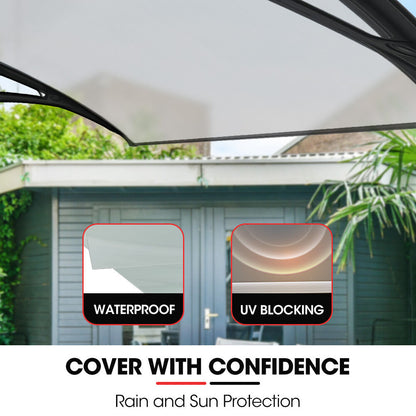 1x1m Black Exterior Awning - UV & Rain Protection Polycarbonate Canopy