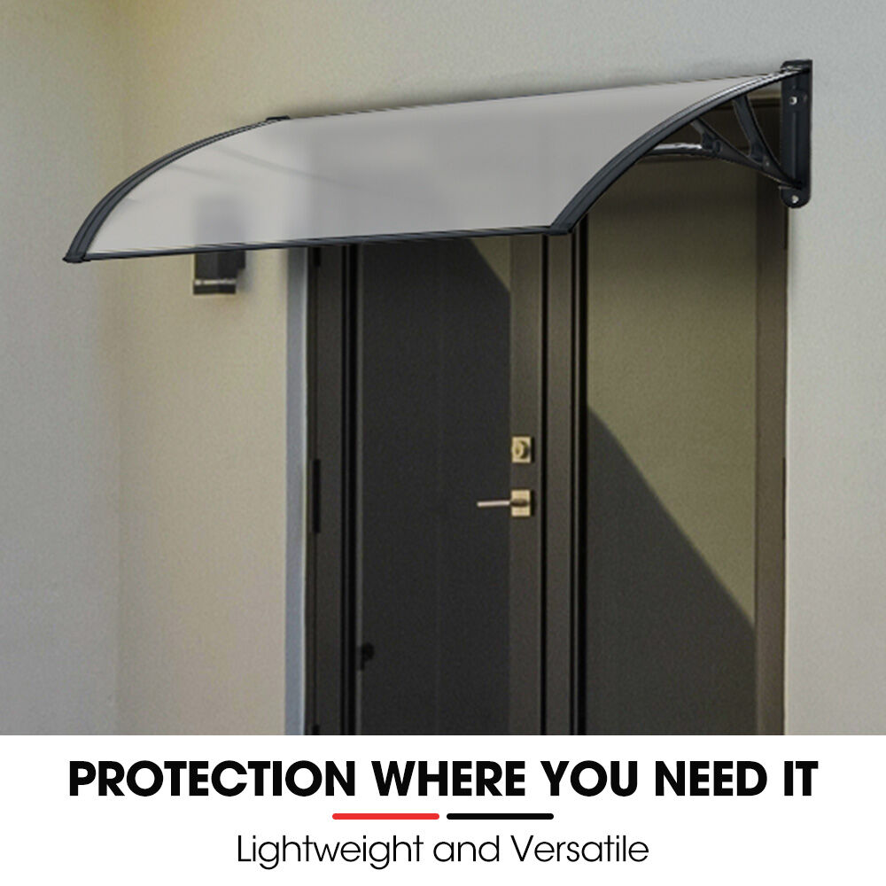 1x1m Black Exterior Awning - UV & Rain Protection Polycarbonate Canopy