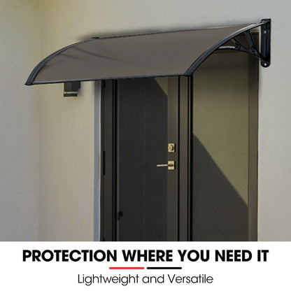 1x1m Exterior Awning - UV Rain Protection Polycarbonate Canopy, Black