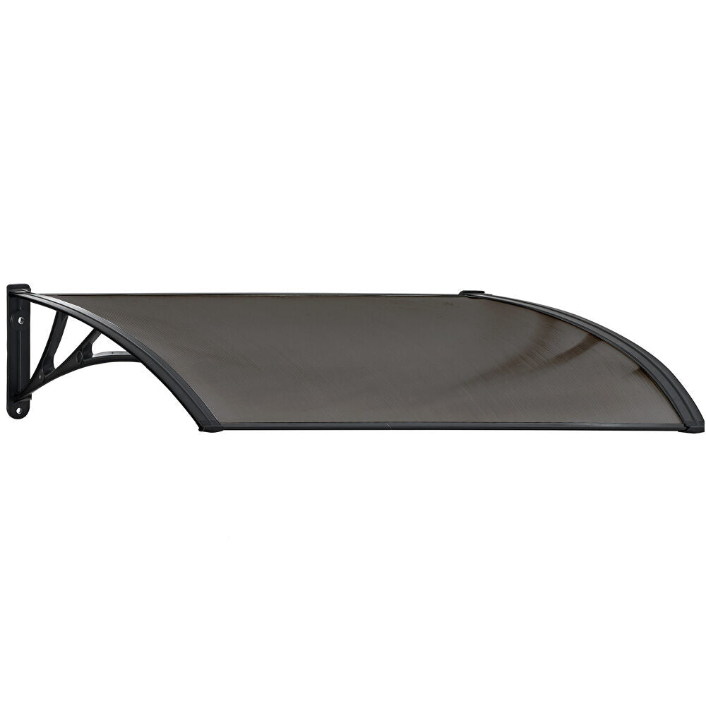 1x1m Exterior Awning - UV Rain Protection Polycarbonate Canopy, Black