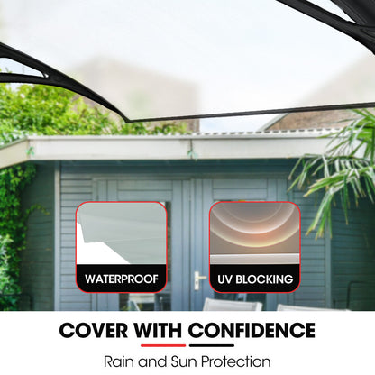 2x1m Black Exterior Awning - UV & Rain Protection Polycarbonate Canopy Cover