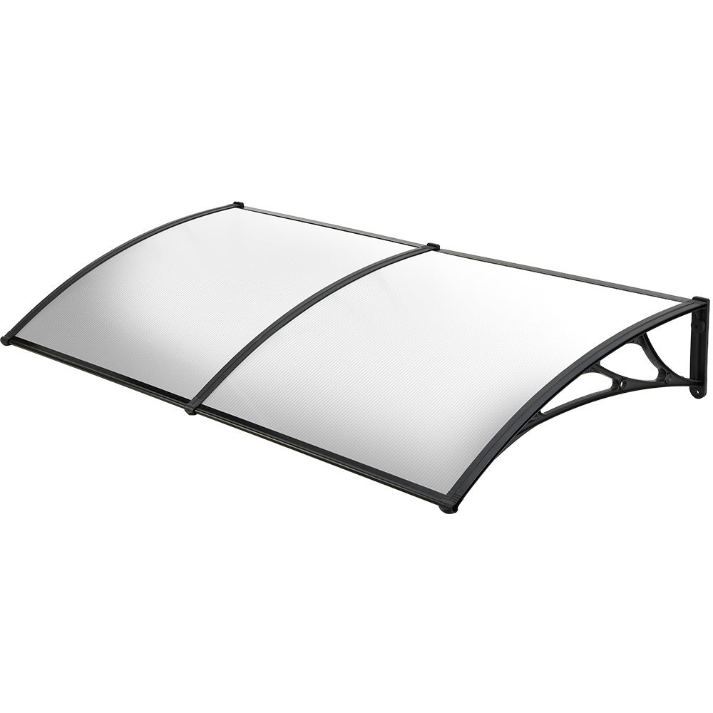 2x1m Black Exterior Awning - UV & Rain Protection Polycarbonate Canopy Cover