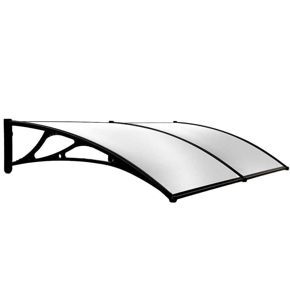 2x1m Black Exterior Awning - UV & Rain Protection Polycarbonate Canopy Cover