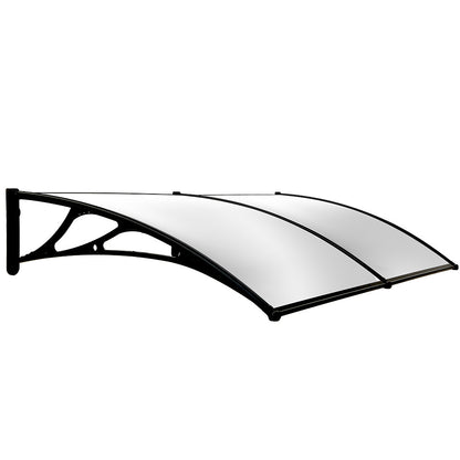 2x1m Black Exterior Awning - UV & Rain Protection Polycarbonate Canopy Cover