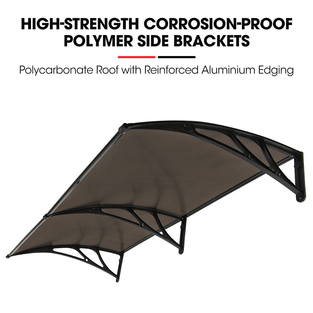 2x1m Black Awning with UV & Rain Protection - DIY Polycarbonate Canopy Cover