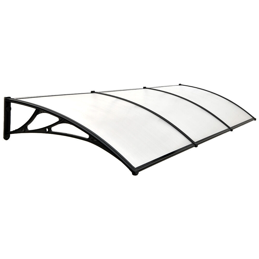 3x1m Exterior Awning, Black Polycarbonate Canopy for UV & Rain Protection