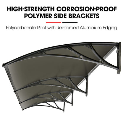 3x1m Black Exterior Awning with UV & Rain Protection, DIY Polycarbonate Cover