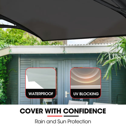 3x1m Black Exterior Awning with UV & Rain Protection, DIY Polycarbonate Cover