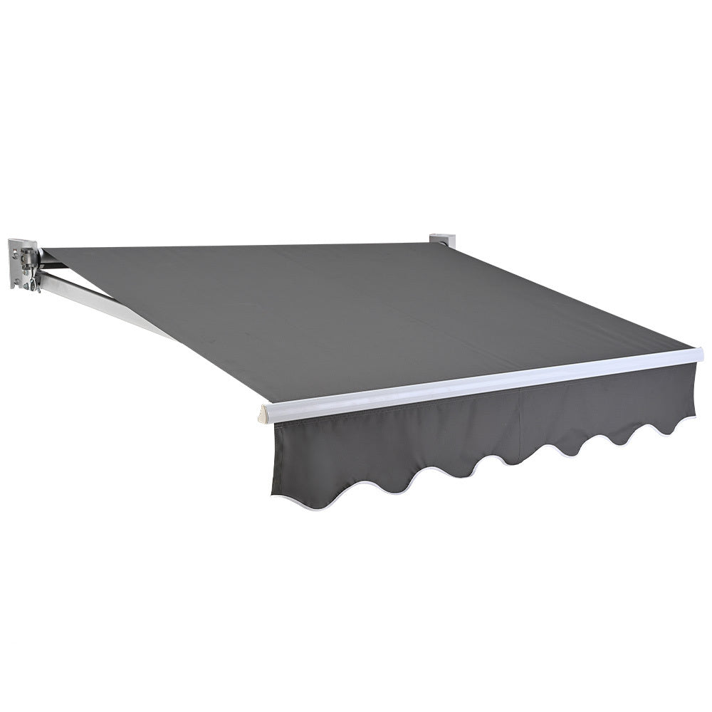 Retractable 2m x 1.5m Grey Awning, Powder Coated Aluminium Frame with Hand Crank