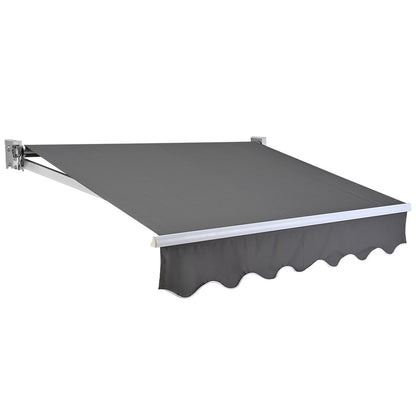 Retractable 2m x 1.5m Grey Awning, Powder Coated Aluminium Frame with Hand Crank