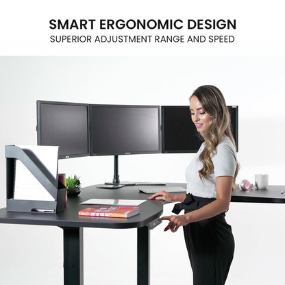 Electric Height Adjustable Corner Desk, 173cm x 173cm, 120kg Load, Triple Motor