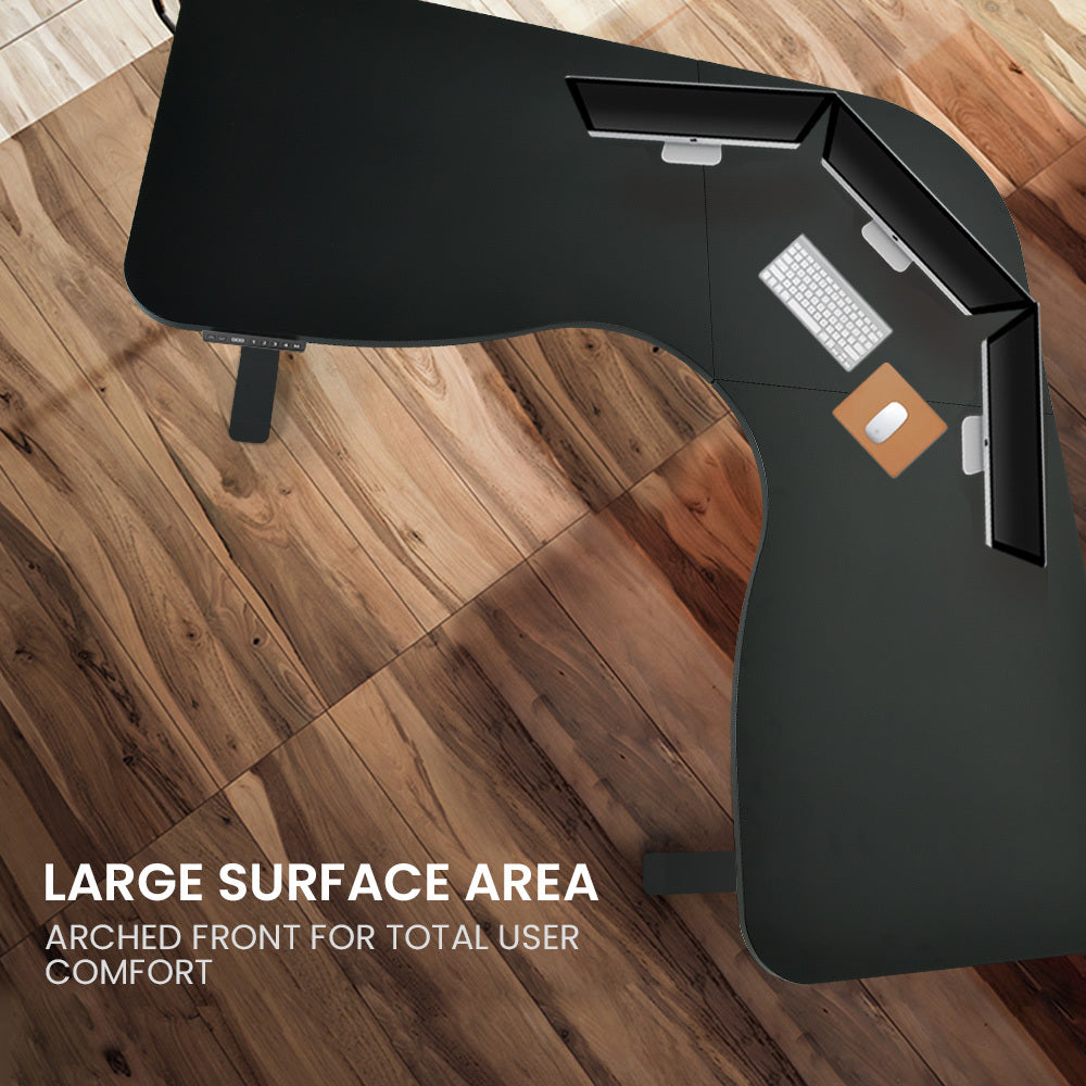 Electric Height Adjustable Corner Desk, 173cm x 173cm, 120kg Load, Triple Motor