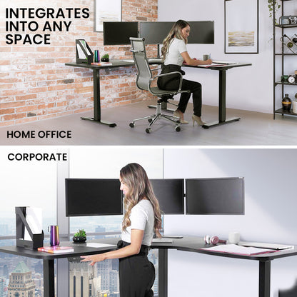 Electric Height Adjustable Corner Desk, 173cm x 173cm, 120kg Load, Triple Motor