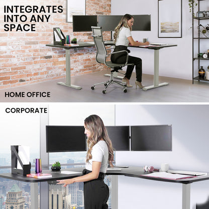 Corner Standing Desk, 173cm x 173cm, 3 Motors, 120kg, Electric Height Adjustable