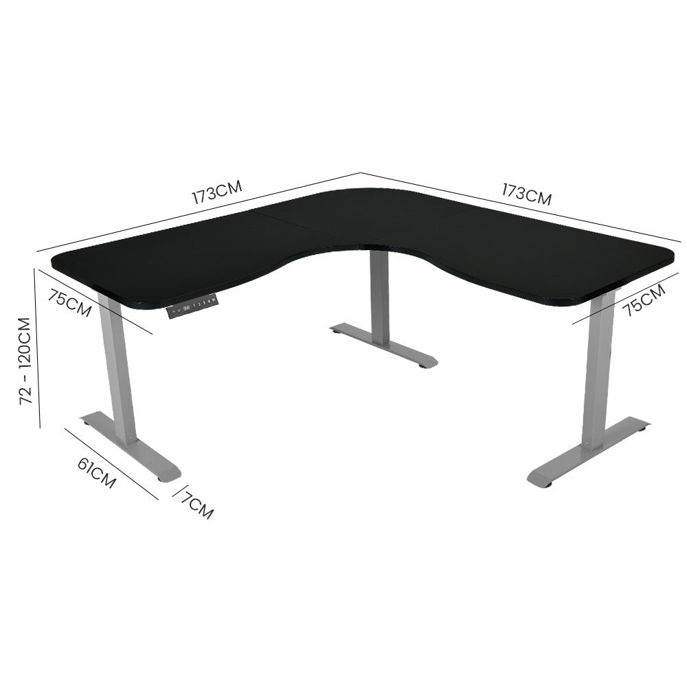 Corner Standing Desk, 173cm x 173cm, 3 Motors, 120kg, Electric Height Adjustable