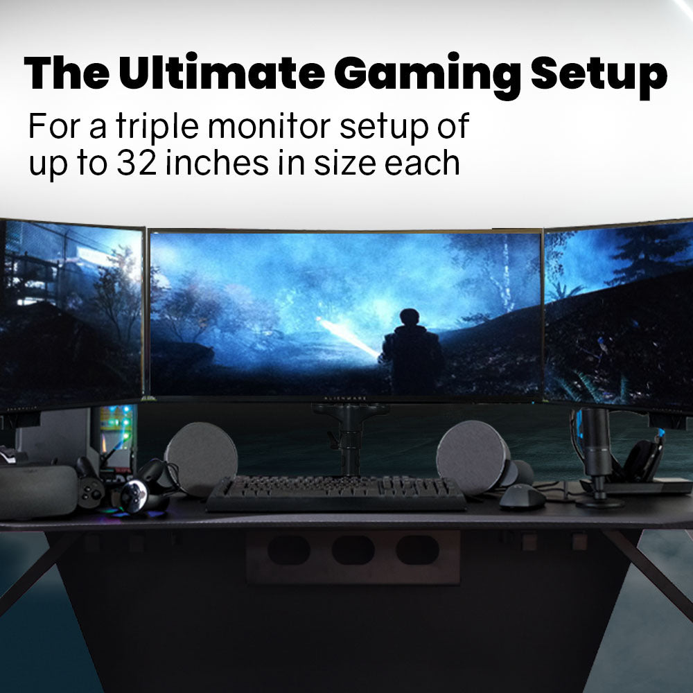 Triple Monitor Desk Mount Stand with Adjustable Arms for 0.38 to 0.81 Meter Displays